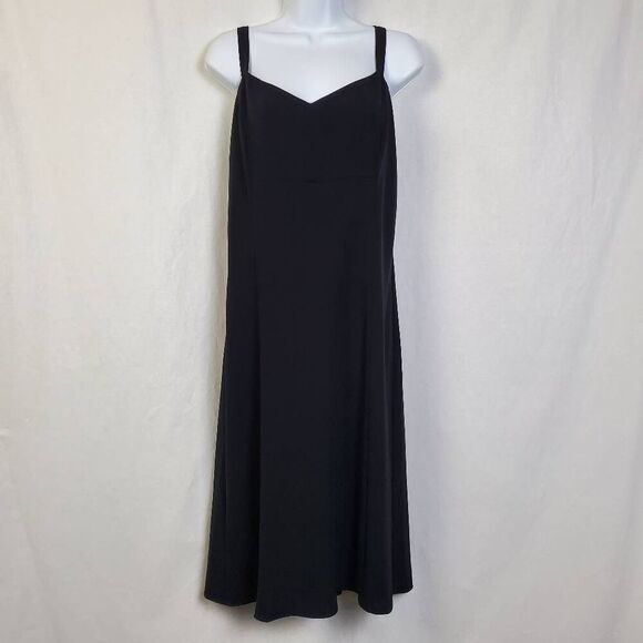 Ann Taylor LOFT Black Sleeveless Midi Slip Dress Women's Size 10 Lined Evening M - Picture 1 of 6